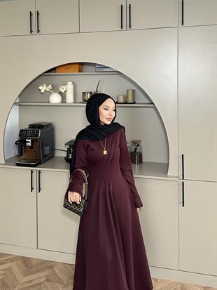 Şila Scuba Elbise Bordo