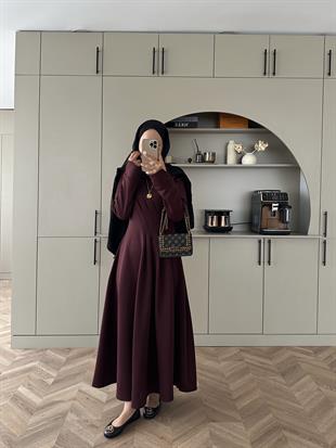 Şila Scuba Elbise Bordo