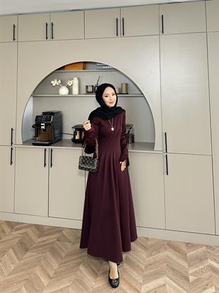 Şila Scuba Elbise Bordo