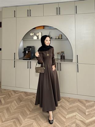 Şila Scuba Elbise Kahve