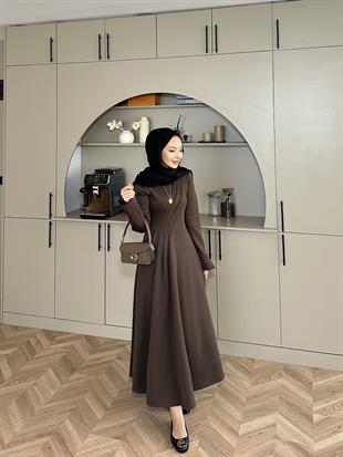 Şila Scuba Elbise Kahve