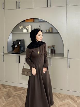 Şila Scuba Elbise Kahve