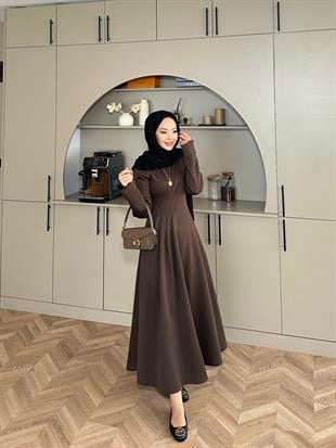 Şila Scuba Elbise Kahve