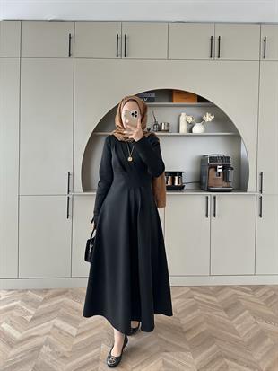 Şila Scuba Elbise Siyah