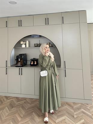 Sima Tensel Gömlek Elbise Çağla Yeşili