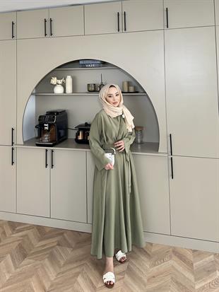 Sima Tensel Gömlek Elbise Çağla Yeşili