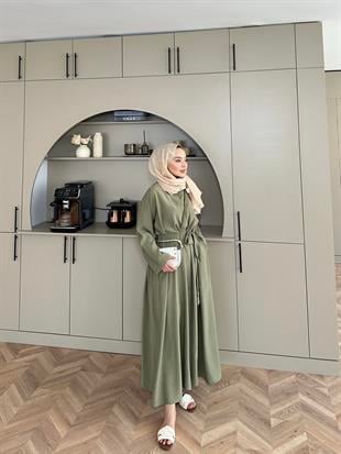 Sima Tensel Gömlek Elbise Çağla Yeşili