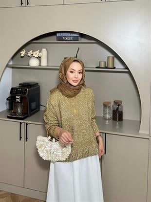 Simli Kısa Kazak Gold