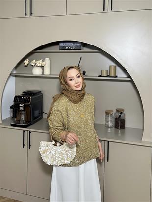 Simli Kısa Kazak Gold