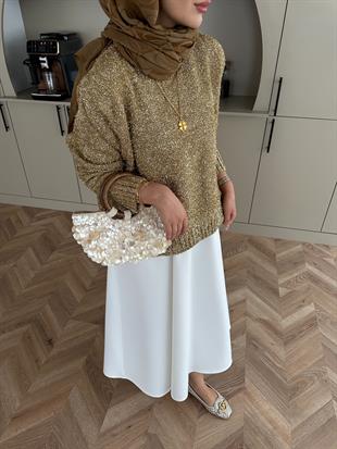 Simli Kısa Kazak Gold