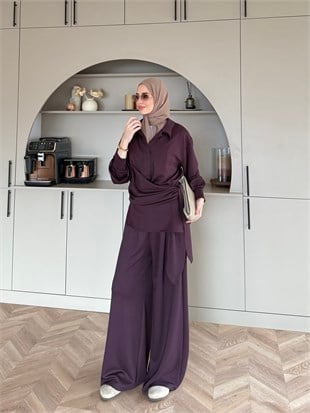 Sirius Oysh Bağlamalı Pantolonlu Takım Mürdüm (8025)