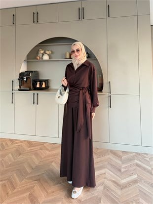 Sirius Oysh Bağlamalı Pantolonlu Takım Kahve (8025)
