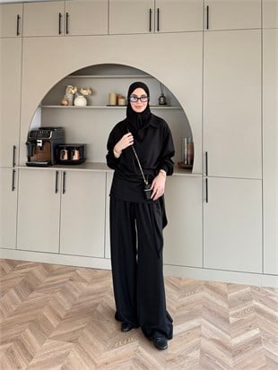 Sirius Oysh Bağlamalı Pantolonlu Takım Siyah (8025)