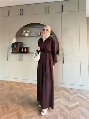 Sirius Oysh Bağlamalı Pantolonlu Takım Kahve (8025)