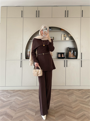 Soft Pelerinli Takım Acı Kahve (4447)