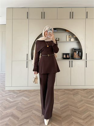 Soft Pelerinli Takım Acı Kahve (4447)