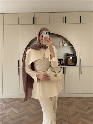 Soft Pelerinli Takım Bej (4447)