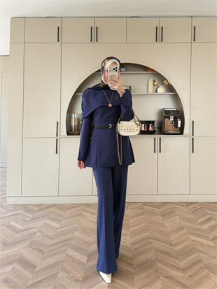 Soft Pelerinli Takım İndigo (4447)