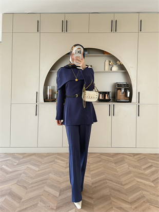 Soft Pelerinli Takım İndigo (4447)