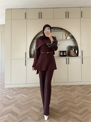 Soft Pelerinli Takım Mürdüm (4447)