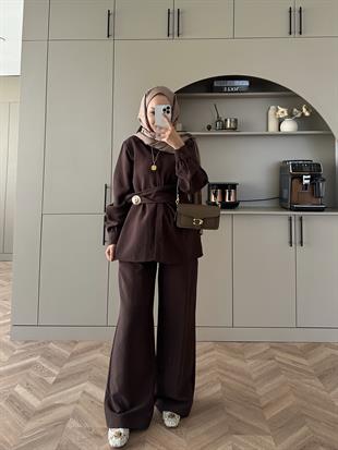 Sole Pantolonlu Takım Acı Kahve
