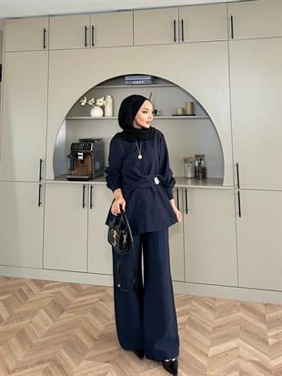 Sole Pantolonlu Takım Lacivert