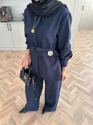 Sole Pantolonlu Takım Lacivert