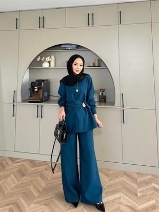 Sole Pantolonlu Takım Petrol