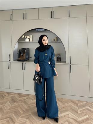 Sole Pantolonlu Takım Petrol