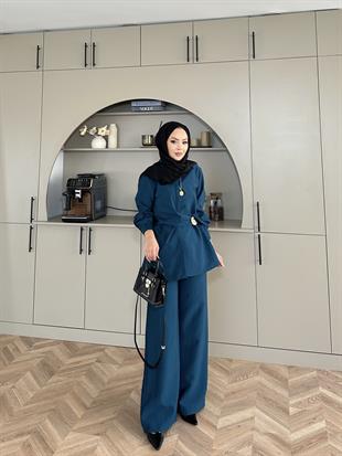 Sole Pantolonlu Takım Petrol