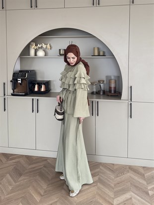 Soleil Kat Kat Pantolon Takım Çağla Yeşili (4478)