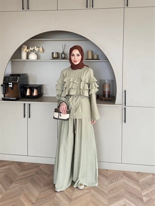 Soleil Kat Kat Pantolon Takım Çağla Yeşili (4478)