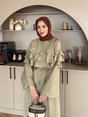 Soleil Kat Kat Pantolon Takım Çağla Yeşili (4478)