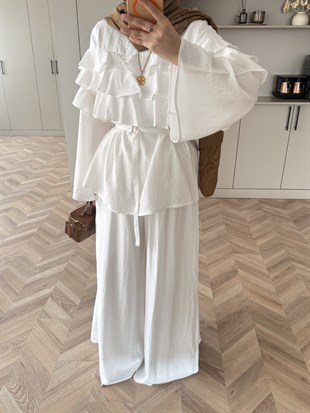 Soleil Kat Kat Pantolon Takım Ekru (4478)