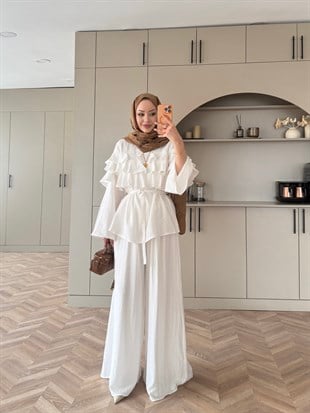 Soleil Kat Kat Pantolon Takım Ekru (4478)