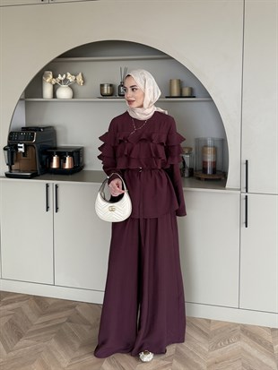 Soleil Kat Kat Pantolon Takım Mürdüm (4478)