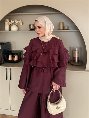 Soleil Kat Kat Pantolon Takım Mürdüm (4478)