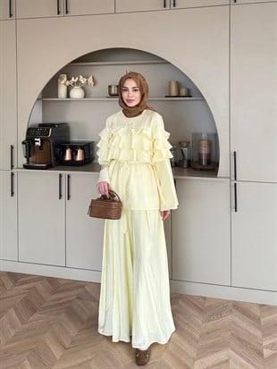 Soleil Kat Kat Pantolon Takım Sarı (4478)