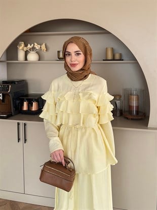 Soleil Kat Kat Pantolon Takım Sarı (4478)