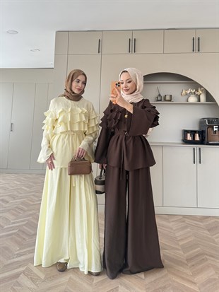 Soleil Kat Kat Pantolon Takım Sarı (4478)