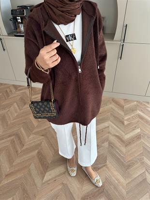 Sonya Angora Hırka Acı Kahve