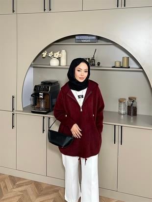 Sonya Angora Hırka Bordo