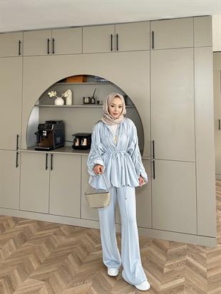 Pushe Büzgülü Takım Bebe Mavisi