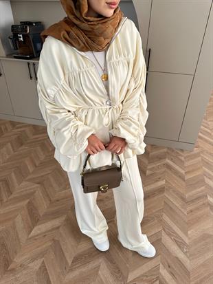 Sophia Büzgülü Takım Ekru