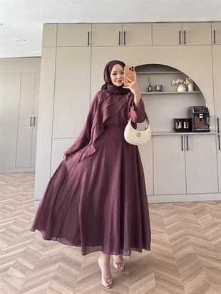 Soraya Fırfır Detaylı Etekli Takım Bordo (4467) 