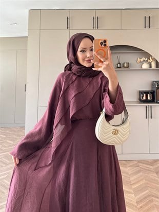 Soraya Fırfır Detaylı Etekli Takım Bordo (4467) 