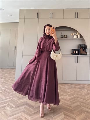 Soraya Fırfır Detaylı Etekli Takım Bordo (4467) 