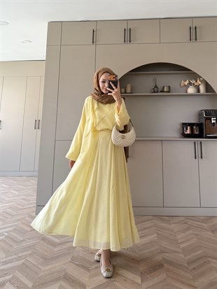 Soraya Fırfır Detaylı Etekli Takım ButterYellow (4467)