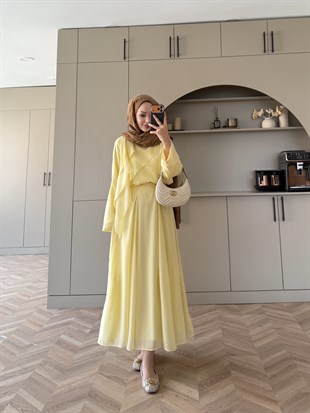 Soraya Fırfır Detaylı Etekli Takım ButterYellow (4467)