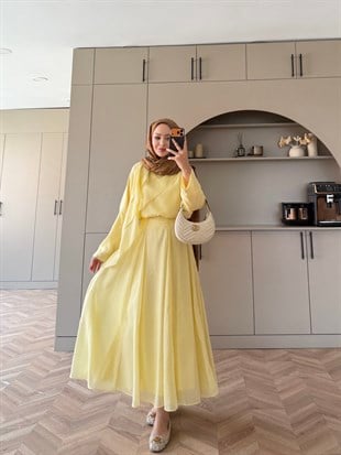 Soraya Fırfır Detaylı Etekli Takım ButterYellow (4467)